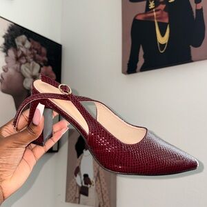 Elegant Burgundy Slingback Heels